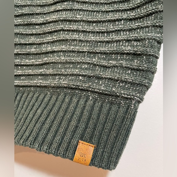 Índigo Men's Crew Neck Cabincore Academia Sweater Cotton Size Large Green Knit - Picture 3 of 8